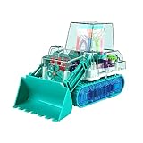 Wikiannt Light Up Transparent Gear Bulldozer Toy, Mechanical Gear Transparent Mechanical Bull Dozer Toy with Visible Moving Colorful Gears Transparent Bumper Car Toy with Movable Dozer Blade (Blue)