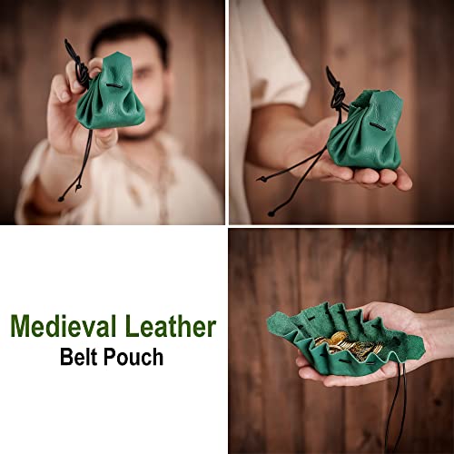 Lord of Battles Handmade Full-Grain Leather Pouch 100% Genuine - Drawstring Coin Bag, Jwelery Pouch Ideal for SCA LARP Reenactment & Ren Fair3
