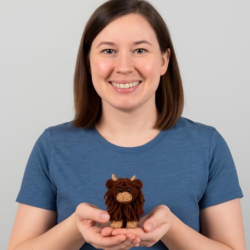 Image of LEISURE ARTS Amigurumi Miniatures Brown Cow Crochet Kit for Beginners - DIY Animal Craft Kit for Adults, Beginner Crochet Set with Yarn, Hook, Instructions, 4-Inch