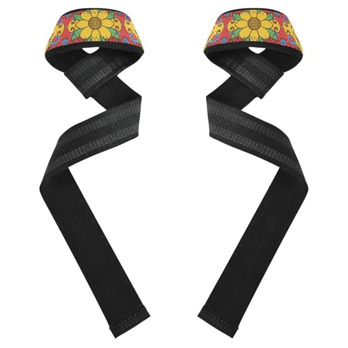 STAYTOP Mexican Ceramic Tile Pattern Wrist Straps for Weightlifting,Lifting Straps with Neoprene Cushioned Wrist Padded and Anti-Skid Silicone for Strength Training,Bodybuilding,Deadlifting