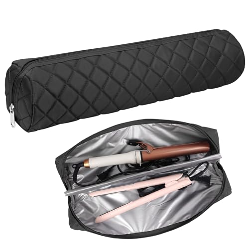 Suafrnut Large Hot Hair Tools Organizer Bag Portable Travel Heat Resistant Storage Case Pouch for Curling Irons Flat Irons Hair Straighteners and Styling Tools(17.7 x 3.9)
