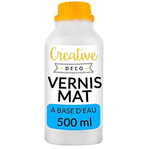Creative Deco Vernis Peinture Acrylique Mat | 500 ml Bouteille | Laque Transparent et Incolore | Finition et Protection de Surface | À base d'Eau | Anti-Tache | Utilisation Intérieure et Extérieure