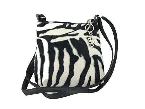 LONI Womens Trendy Animal Print Faux Fur Shoulder Bag/Cross-Body Bag