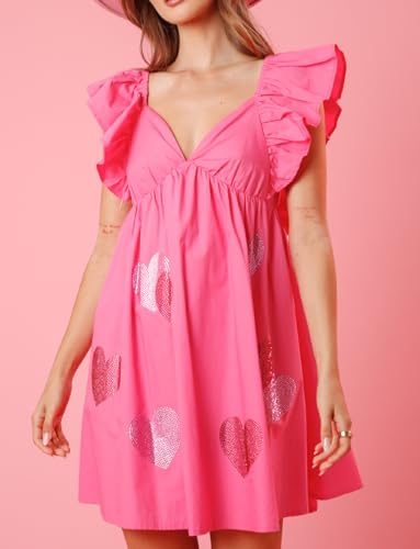Image of NUFIWI Y2K Ruffle Hem Babydoll Mini Dresses Square Neck Spaghetti Strap Short Dresses Boho Flowy Patchwork Sundress Vocation