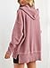 PRETTYGARDEN Womens Fashion 2025 Oversized Long Sleeve Hoodie Button Down V Neck Sweatshirt Side Slit Casual Pullover Tops(Grey Pink,Small)