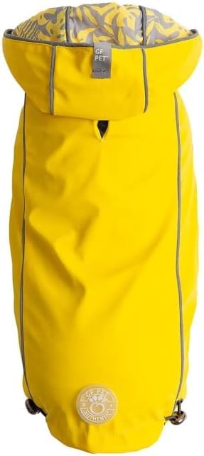 GF PET Reversible Elasto-Fit Raincoat for Dogs - Waterproof Lightweight Pet Rain Jacket - Reflective Safety Design - Comfortable, Easy On & Off - M, Yellow