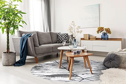 Tapis moderne cosy gris pour salon avec triangles géométriques structurels - 3