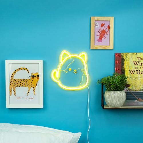Image of Fizz Creations Squishmallows Cam The Cat Neon Wall Light | Officially Licensed Squishmallows Merchandise | USB Powered | Vibrant Yellow Neon Light | Wall Mount Options