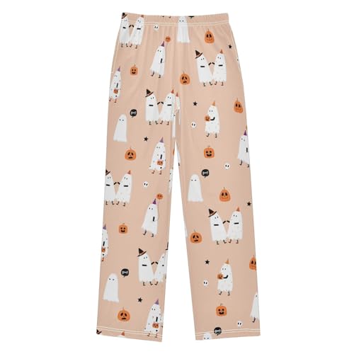 Boys' Pants Halloween Cute Ghost Spooky Pumpkin Long Bottoms Jogger Pants Elastic Waist Trousers with Pockets S-XL