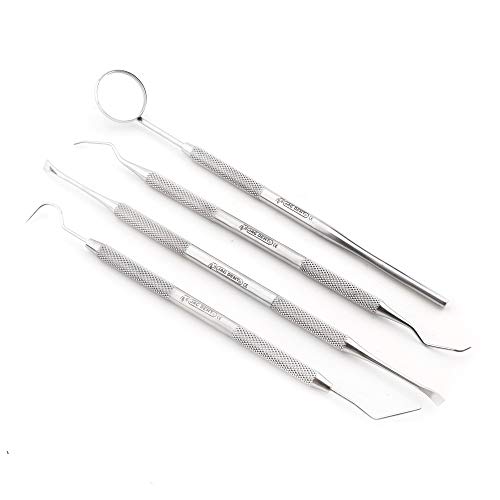 JAG DENT 4Pc Dental Kit for Calculus, Plaque and Tartar Remover Tooth Scraper Dentist Mirror Scaler Set