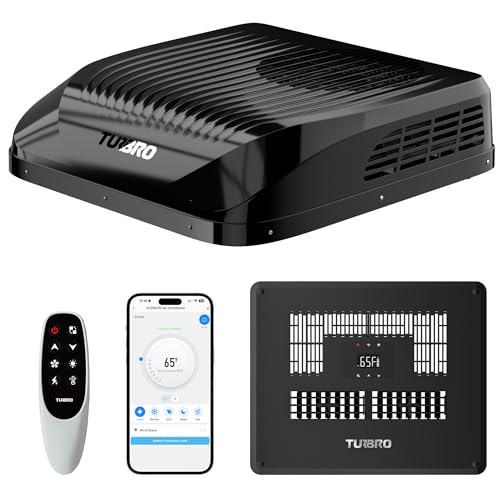TURBRO 12V DC 9,000 BTU RV Air Conditioner with Inverter Compressor, Black