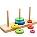 Wooden Tower of Hanoi Intellectual Toy Brain Teaser 8 Rings Hanoi Tower