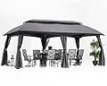 ABCCANOPY 10x20 Outdoor Gazebo - Patio Gazebos with Mosquito Netting and Double Roof for Backyard, Garden or Lawn (Dark Grey)