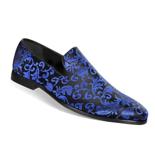 AUSTIN MILL Mens Dress Shoes Loafers Suede Flat Loafer for Men Wedding Party Shoe Blue