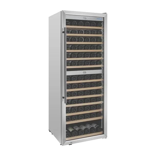 Polar G-Series Stainless Steel Dual Zone Wine Fridge, 126 Bottle | Independent temperature settings keep reds and whites at proper serving conditions. Generous commercial capacity.