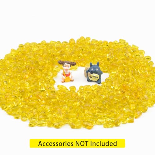 Image of 1 LB (460g) Tumbled Irregular Sea Glass Gemstone Chips, Yellow | Vibrant Long-Lasting Hues, Premium Polished, Safe Non-Toxic Material, Ideal for DIY Crafts & Decorations