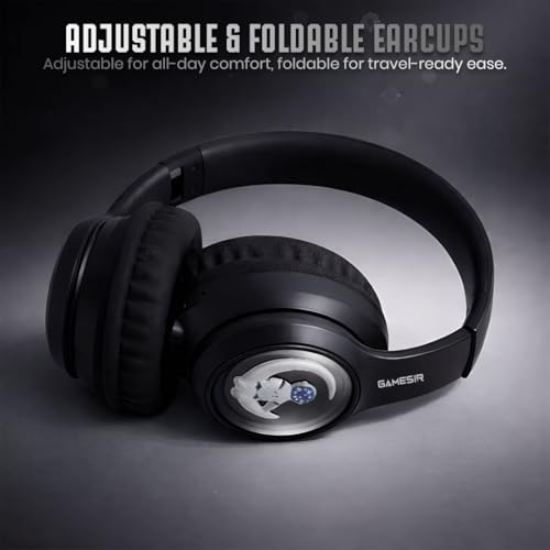 Image of GameSir Astro Junior Wireless Headphones with 40mm Drivers, Deep Bass Stereo Sound, Bluetooth 5.3, Over-Ear Noise Isolation Headset with LED Light, Built-in Mic for PC, Mobile & Laptop (Black)