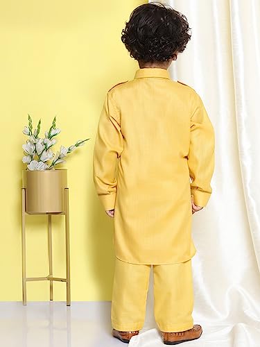 Image of AJ DEZINES Kids Cotton Full Sleeve Solid Black Pathani Suit Set for Boys - Ethnic Wear | Traditional | Festival Wear for boys - Regular Fit