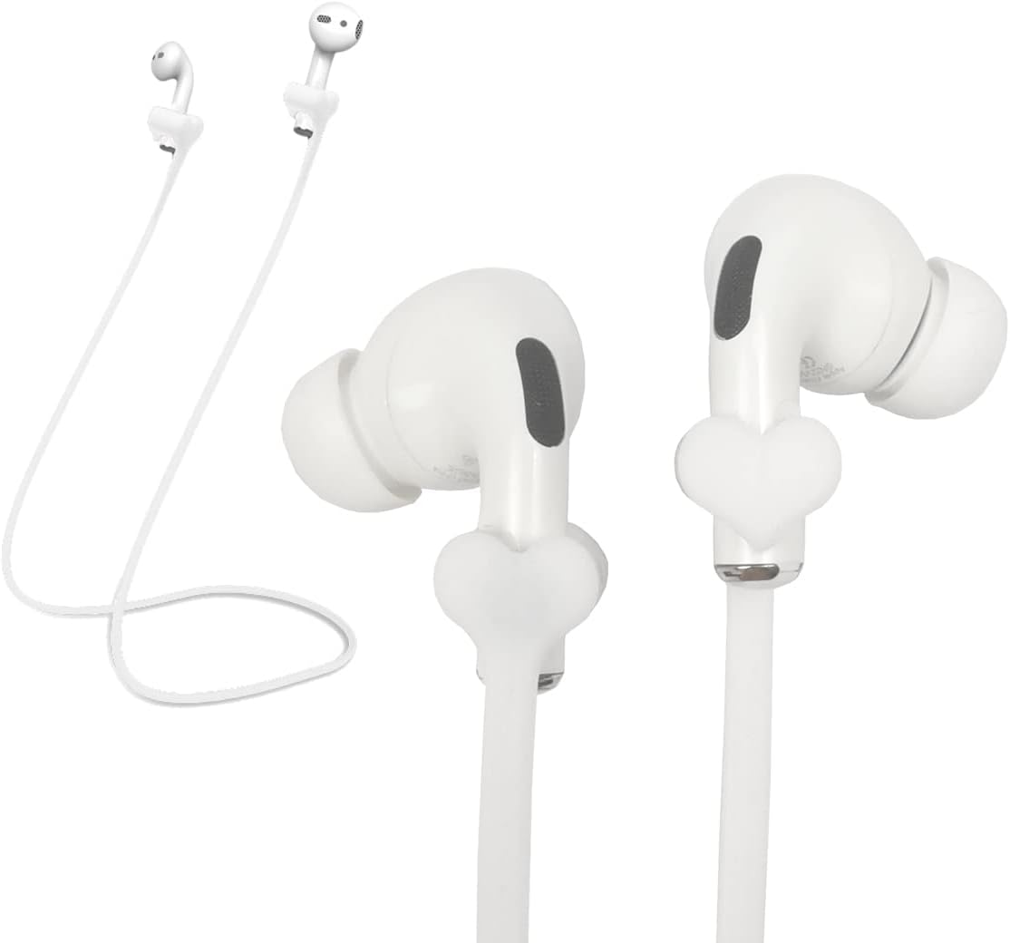 Magnetic Anti-Lost Straps for AirPods, 2 Pcs Soft Silicone Sports Lanyard Compatible with AirPods 4 and Pro,Pro2, AirPods 1/2, Bose JBL Beats. (White)