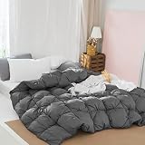zzlamb Heavyweight Grey Feather Down Comforter, Twin Duvet Insert for Winter Extra Warm, Beautiful P