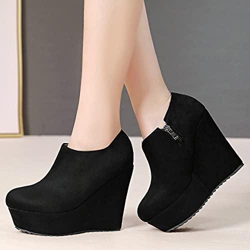 Trendenzy Womens Wedge Platform Booties Round Toe High Heel Pumps2