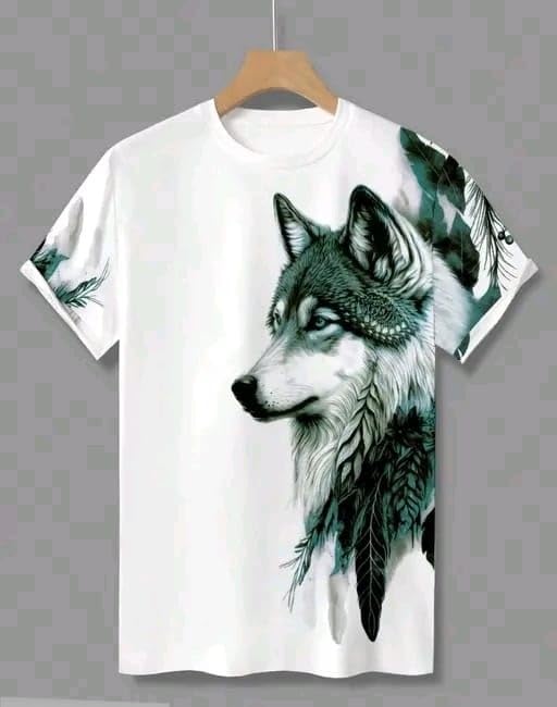 Image of Men Cotton Wolf Printed T Shirt | Round Neck Half Sleeve Casual T-Shirt for Men | Regular Fit Graphic T Shirt