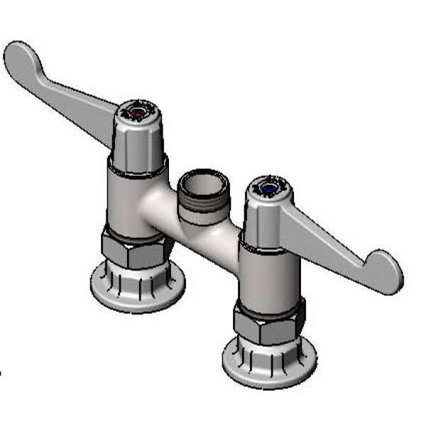 T&S Brass 5F-4DWX00 Equip 4" C/C Deck Mount Faucet, Swivel, Less Nozzle, 4" Wrist-Action Handles