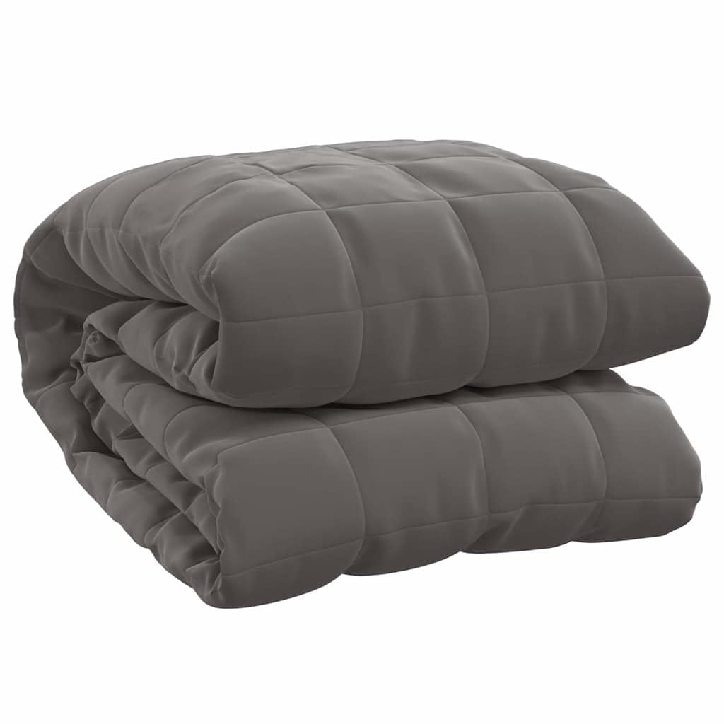 vidaXL Weighted Blanket Bedroom Bedding Calming Cotton Weighted Quilt Blanket for Anxiety Stress Relief Grey 200x200 cm 13 kg Fabric