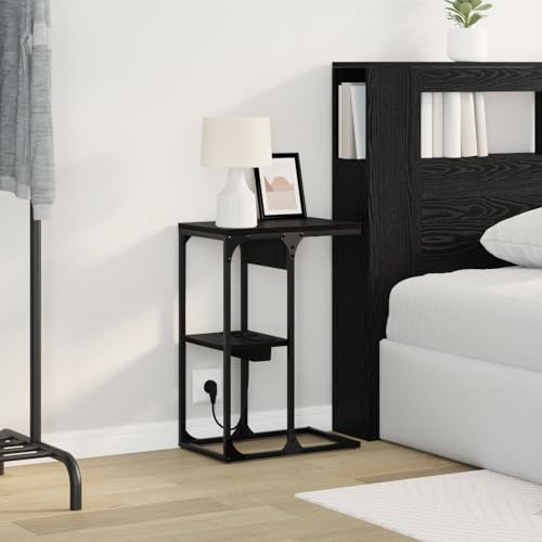 Table de chevet en chêne noir 41,5x26x60,5 cm avec rangement