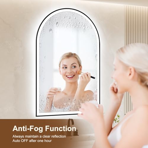Arched LED Bathroom Mirror 24"x36", Black Bathroom Mirror with Lights-Anti-Fog, Dimmable-LED Mirror for Bathroom,3 Colors - Image 4