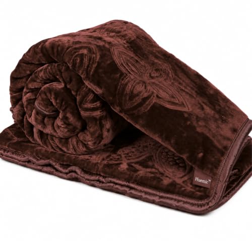 Image of Coffee Brown Double Bed Blanket 500 TC Super Soft Premium Microfiber Blanket, 87 x 85 Inches, Warm & Lightweight Winter Blanket, Soft Cozy AC Blanket, All Season Bed Blanket for Home & Travel