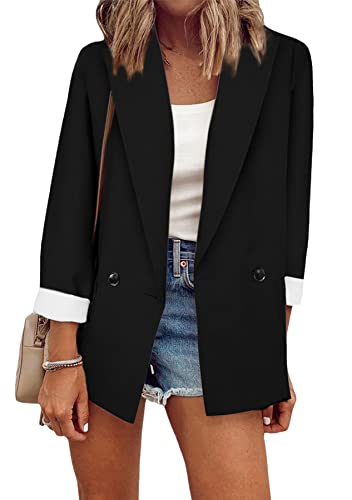 Image of Women Casual Loose Fit Long Sleeve Blazer Cardigan Fashion Plus Size Work Blazer