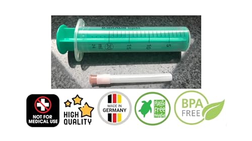 Set: 1, 2 oder 3 St. Spritze 20ml Laborspritzen Liquidspritze Hobbyspritze mit stumpfer Nadel/Kanüle für E-Liquid Aroma Hobby und Heimwerk (Set 1x 20ml)