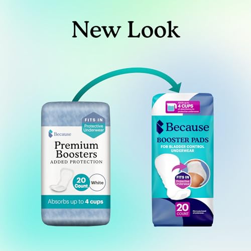 Image of Because Overnight Booster Pads Fit All Adult Diapers, Helps Keep Your Adult Diaper Active All Night, Adds 4 Cups to Incontinence Underwear, Extra Absorbency, 60 Count