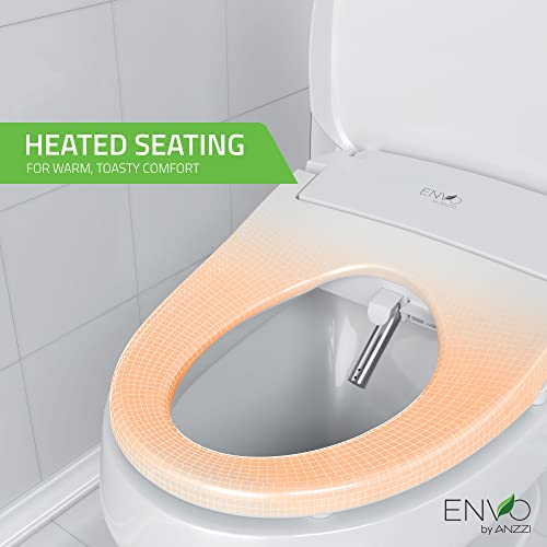 Asiento inteligente eléctrico para bidé ANZZI para inodoros alargados, asiento calefactado, secador de aire caliente, tapa de cierre suave, boquilla autorreparable, funciones con control de temperatura y presión, con mando a distancia (TL-AZEB101B) miniatura 6