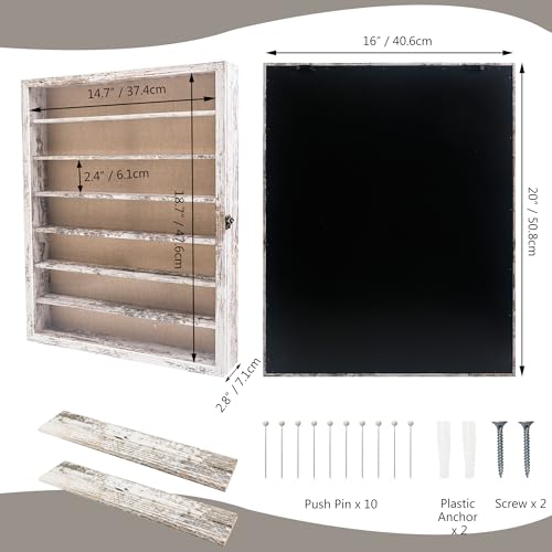Image of GMFrames 16x20 Wooden Shadow Box Frame with Removable Shelves Deep Display Case for Military Medals Keepsakes White
