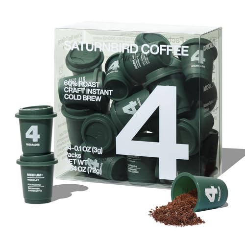 SATURNBIRD Instant Coffee Cold Brew, Coffee Pods of Medium-Dark Roast, 100% Arabica, Brew with Hot/Cold Water or Milk, No Coffee Machine Needed, 24 Count Single-Serve Pods (NO.4)