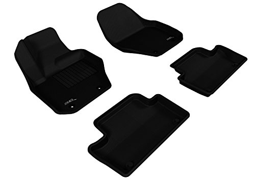 3D MAXpider - L1VV01501509 All-Weather Floor Mats for Volvo XC60 2010-2017 Custom Fit Car Floor Liners, Kagu Series (1st & 2nd Row, Black)