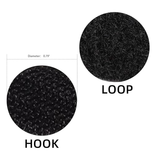 Image of 800 PCS Self Adhesive Dots Tape, Large 0.79 inch Diameter Hook and Loop Dots, Premium Nylon Sticky Back Coins for Home, School, Office, DIY (Black)