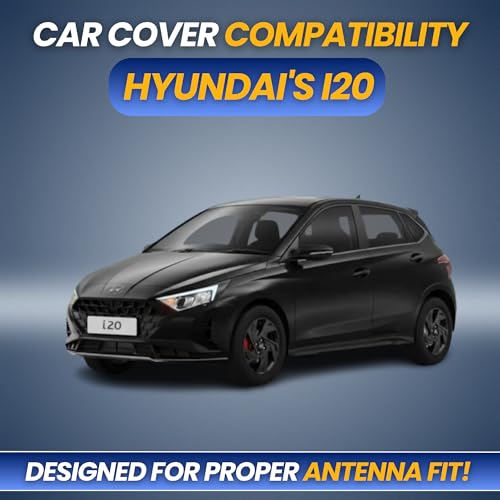 Image of Premium 100% Waterproof Car Cover for Hyundai's i20 Knight Edition 2023-2026 Models | All-Weather, UV & Dust Protection | Heavy-Duty 3-Layer Fabric | Custom Fit & Antenna Pockets | Navy Blue