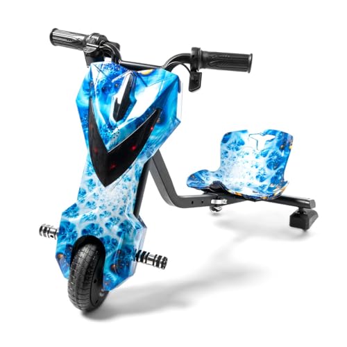 Triciclo eléctrico ATAA Drift Mini 36v - Azul - Drift Trike para niños y niñas, Kart eléctrico con batería de 36W y Motor Potente, 3 velocidades, Arranque con Llave, 3-7 años