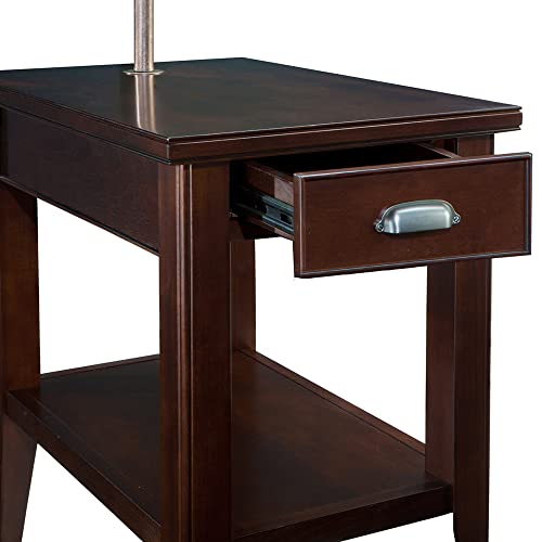 Leick Home 10537 Laurent One Drawer Swing Arm Lamp Side Table With Shelf, Chocolate Cherry thumb #7