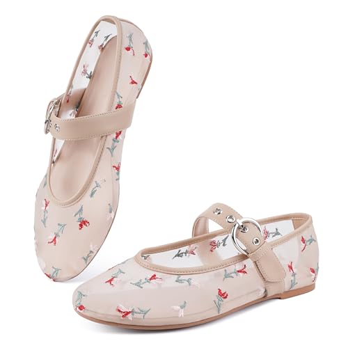 Image of Gothictor Women's Mesh Ballet Flats Round Toe Leopard Mary Jane Shoes Women | Cushioned Comfort, Easy to Style, Buckle Strap, Cheetah Print, Ballerina, Breathable, Lightweight, Dressy Casual, Non-Slip