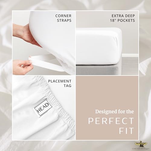 Image of Luxury 1200 TC 100% Egyptian Cotton Cal King Size Sheet Set | Ultra Soft | Cooling for Hot Sleepers | CEA Gold Seal Certified | 18 inch Deep Pocket | Cal King Size [White]