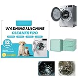 12 Pack Washing Machine Cleaner,Washer Descaler Tablets for Removing Pet Hair,Odors,Residue,Deep Clean Freshener,Odour Eliminator,Washing Machine Cleaner Tablets,Washing Machine Deep Cleaner