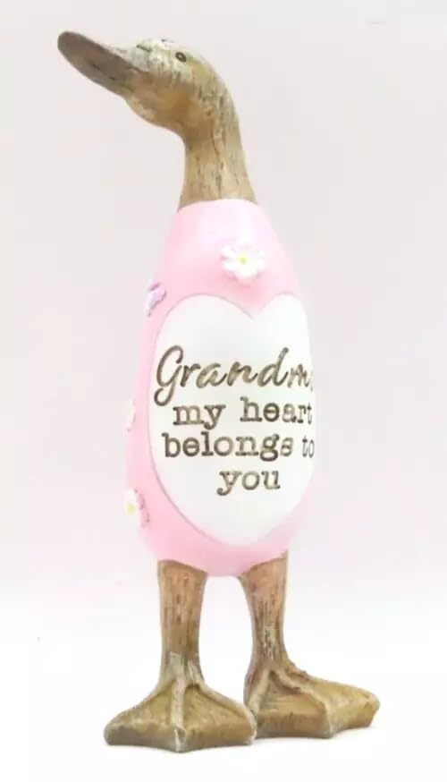 Pink Floral Duck Ornament/Figurine Grandma My Heart Belongs to You 11.5 CM Boxed