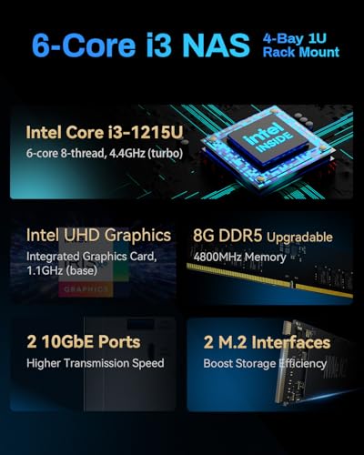 Image of TERRAMASTER U4-500 NAS Storage - 4Bay Core i3 1215U Ultra-Short 1U Rackmount NAS, 8GB DDR5 RAM, Dual 10GbE Ports, Network Attached Storage Peak Performance for Business (Diskless)