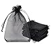 120 Sacs Organza,10x15cm Sachets Pochettes Cadeau en Organza avec Rubans Sac à Bijoux Sachets pour Lavande Sacs de Bonbons Faveur Présent Sacs pour Anniversaire Baptême Fête Décoration Mariage,Noir