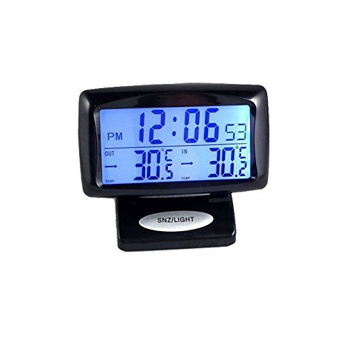 Boladge Automotive Electronic Clock LED Inside & Outside Temperature Vehicle Thermometer Clock
