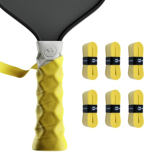 Hesacore Hesatac Overgrip Tape 6 Pack Yellow for Pickleball Padel & Tennis Sweat Absorbing Soft Anti-Slip Stretchable Overgrip